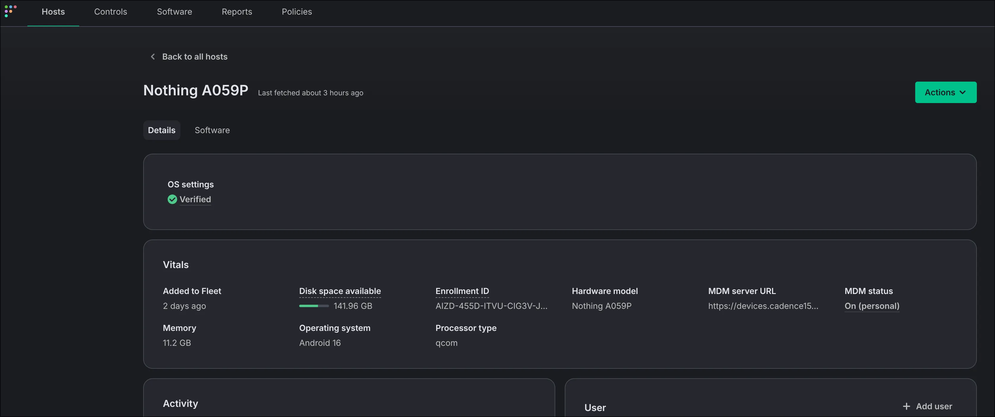 Android host — MDM details